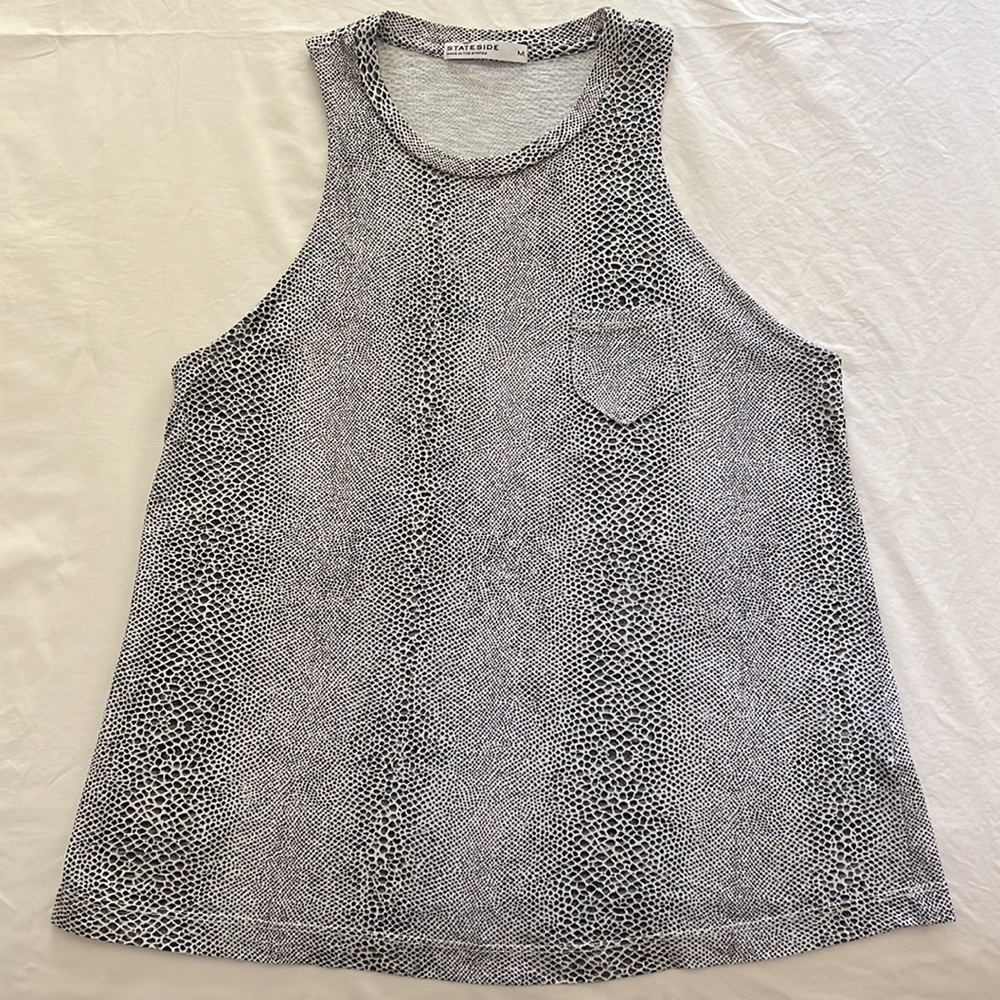 Stateside black & white knit printed top, size M.